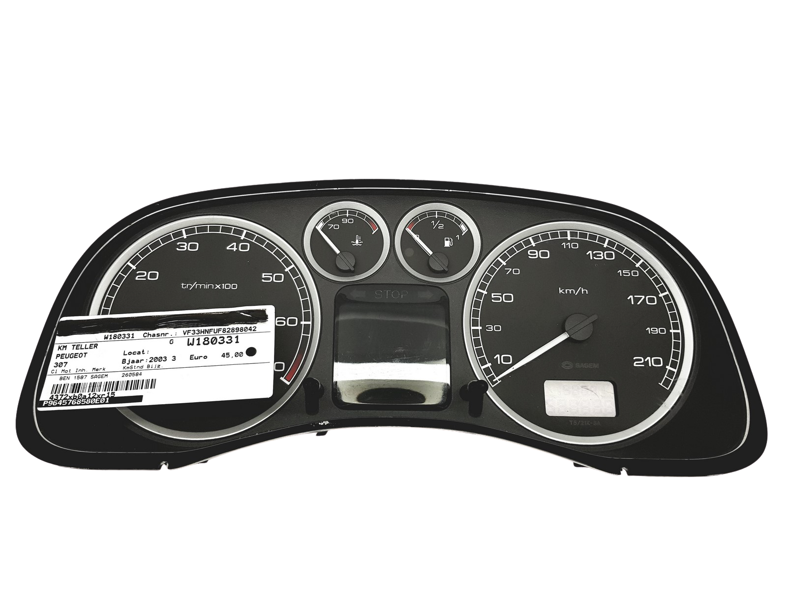 Тахометър Peugeot 307 9645768580 E 01 Sagem 32415 main product photo